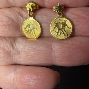 Gold Coin Drop Earrings
